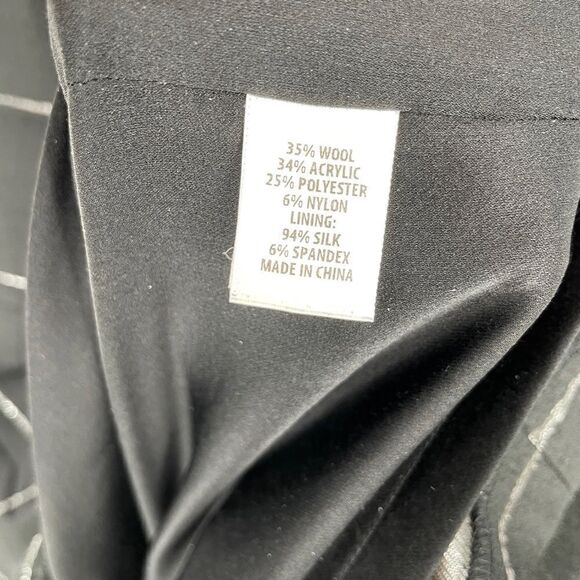 St John Couture Window Pane Sleeveless Sheath Dress Wool Blend Black Women's 10 - Picture 6 of 6